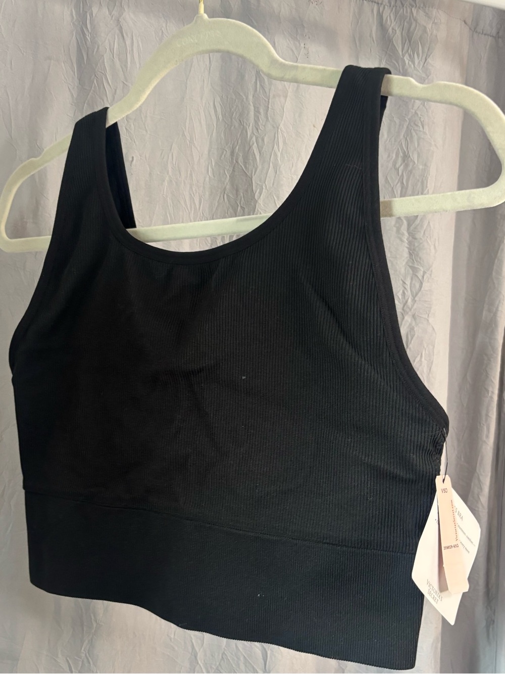 Victoria’s Secret Seamless Ribbed Sports Bra Black XL NWT 4-Way Stretch Wicking